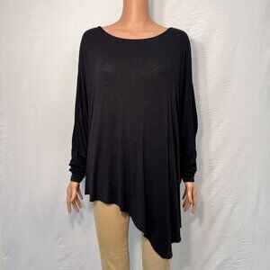 Flawless Women’s Small Scoop Neck Raw Edge Asymmetrical Flowy Hem LongSleeve Top